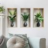 Green Plants Wall Sticker Potted Mural Simulation Painting for Living Room Home Decor Background Wall Art Removable Decals