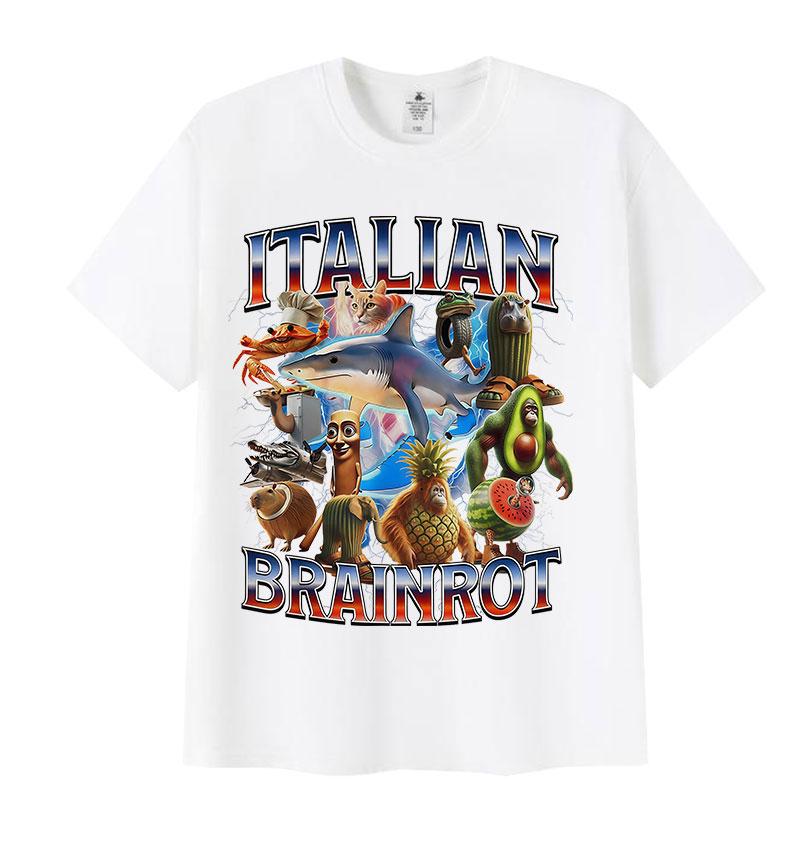 Zabawne włoskie memy o mózgu T-shirty Unisex Tralalero Tralala Tung Tung Tung Sahur Bombardiro Crocodilo Brr Brr Patapim T-shirty