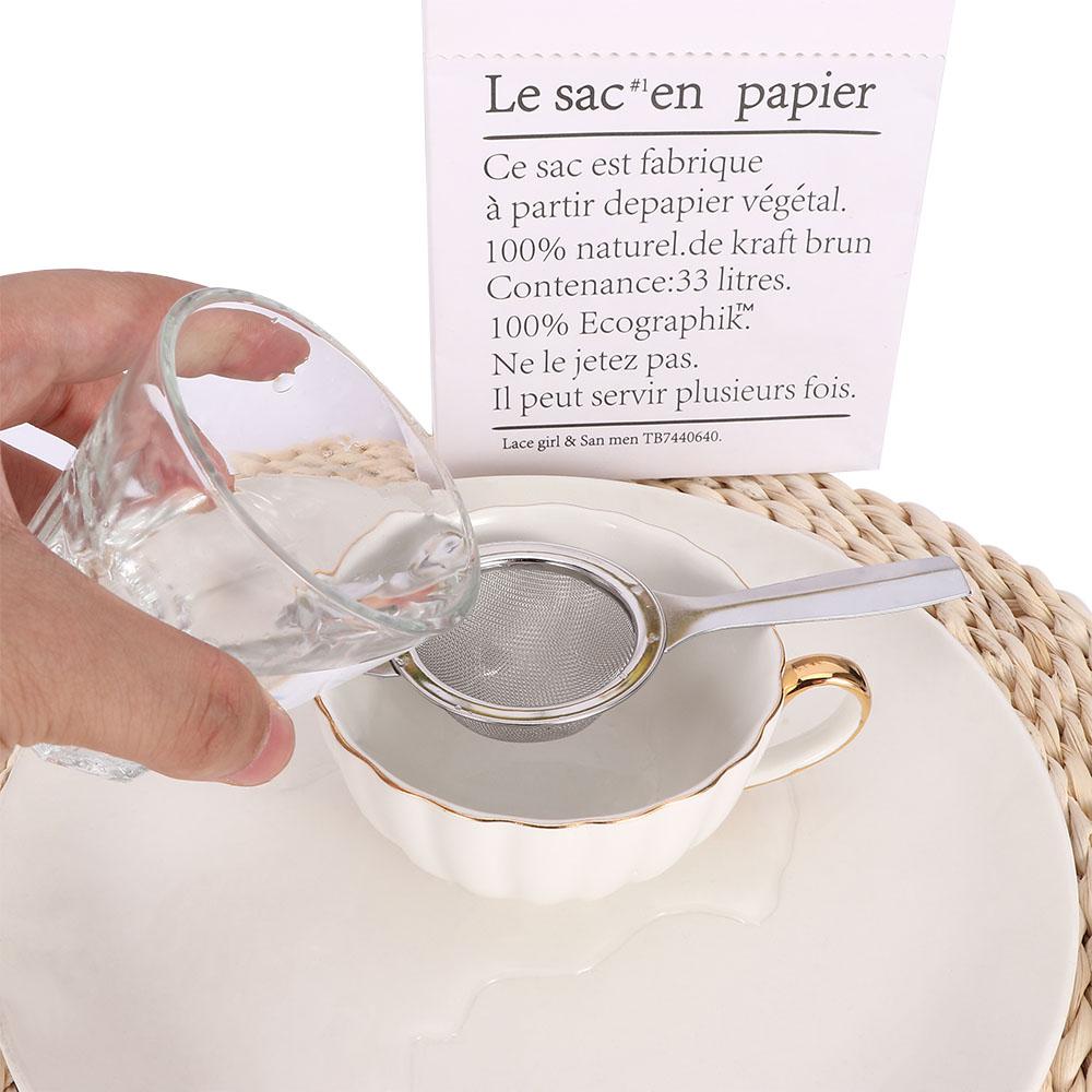 Durable Stainless Steel Handle Tea Strainer with Drip Bowl Infuser Fine Mesh