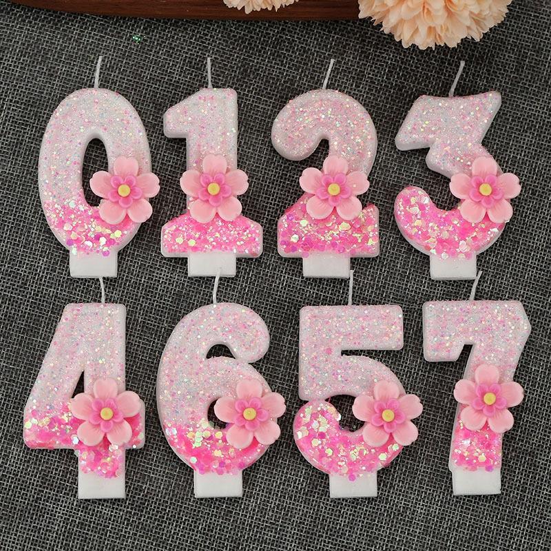Fairy Birthday Number Candles Purple Pink Digital Candle 0-9 Number Cake Topper Girls Birthday Party Cake Decoration Supplies