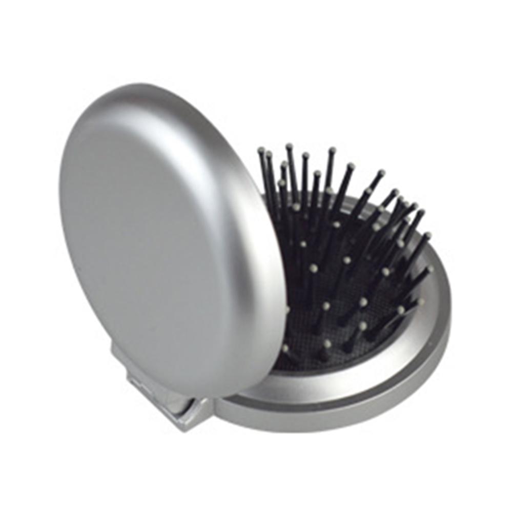 

NO.INS Портативная мини-складная расческа с подушкой безопасности, массажная круглая дорожная зеркальная щетка для волос, массажная расческа для волос серебряный