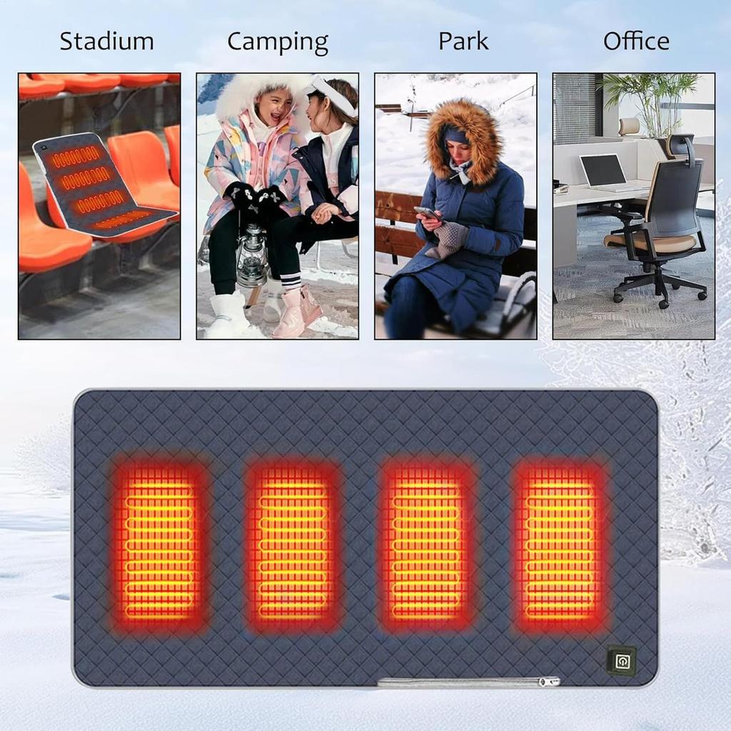 Heated Seat Cushion 3 Settings Electric Portable Cordless USB Heated Cushion Bleacher Pad For Home Office Outdoor Camping Hiking
