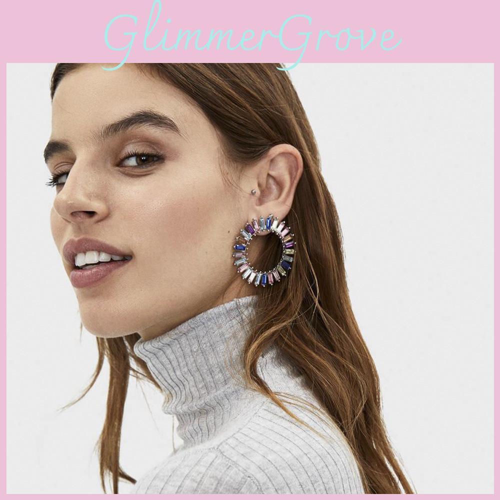 Elegant Round Alloy Crystal Earrings Perfect For Weddings And Celebrations