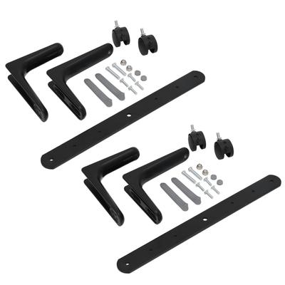 2 Set Room Divider Screen Holder Width Adjustable Movable Aluminum Alloy Screen Partition Feet Holder with Wheels Black