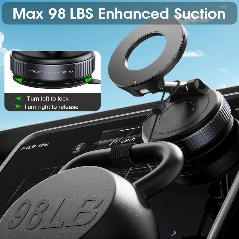 Folding Strong Magnet Magnetic Phone Holder 360° Rotation Desk Car Vacuum Suction Windshield Dashboard Mobile Phone Holder 2026