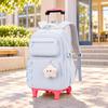 Wheeled School Backpack MultiCompartment Rolling Rucksack with Handle Side Compartment Book