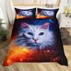 Galaxy Cat Duvet Cover Universe Galaxy for Kids Boy Girl Cute Kitten Printed Outer Space Planets Quilt Cover Bedroom Decorations