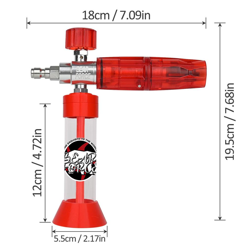 BEAR FORCE Druck Magnetische Saugkraft Mini Schaumkanone Pro mit 1/4 Schnellanschluss, Hochdruckreiniger 360° Verstellbare Schnee Schaumlanze
