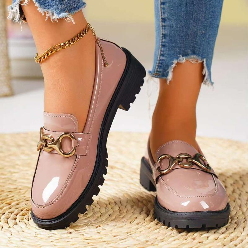 Small Leather Shoes Women's New Thick Heel Round Head Single Shoes Women's Shoes Platform Shoes Spring and Autumn Versatile