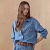 Vintage Denim Shirt With Western Stitch Pocket Ze10qb004nh