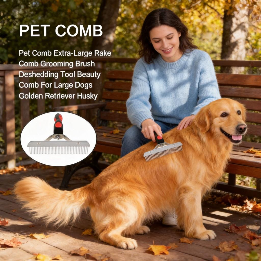 Dog Grooming Comb For Large Dogs With Detangling And Hair Removal Features