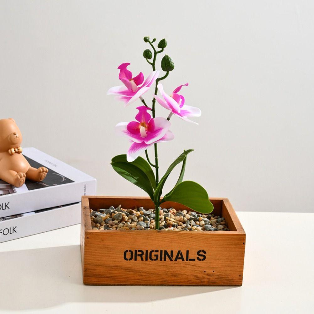 3 Heads Artificial Orchid Flower Advanced Fake Phalaenopsis Bonsai  Party Decor