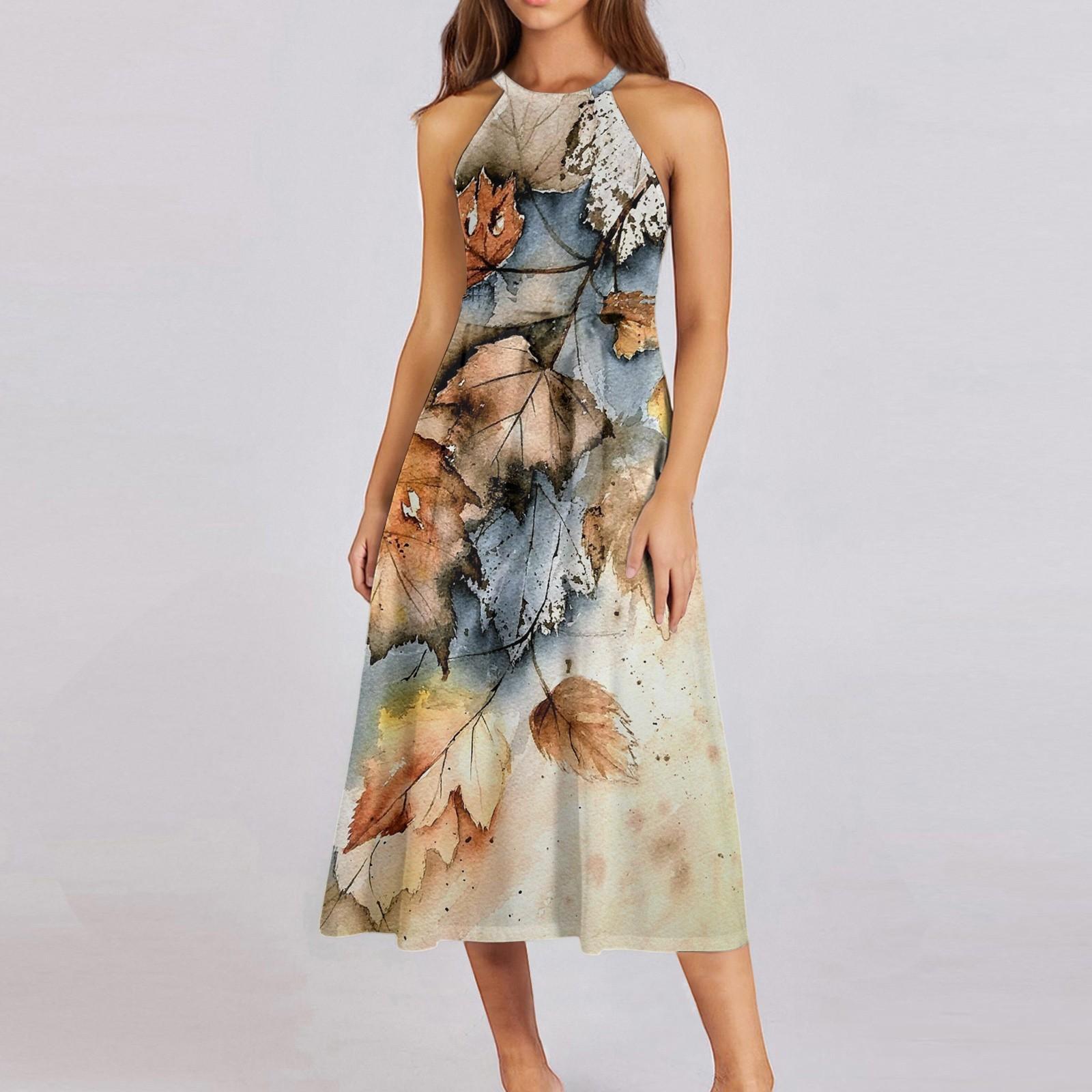 

Женское повседневное платье миди с круглым вырезом, классическое, повседневное, без рукавов, свободное платье в стиле бохо с завязками, летний пляжный сарафан XL жёлтый