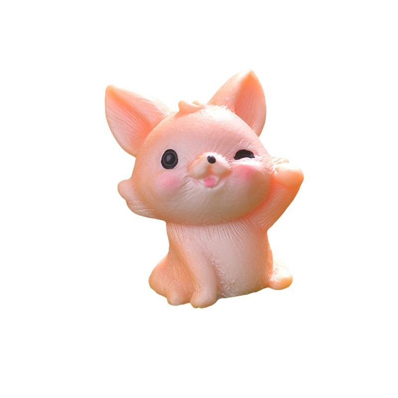 Miniature Fox Figurine for Garden Landscaping, Resin Animal Ornament, Cartoon-Style Decor.
