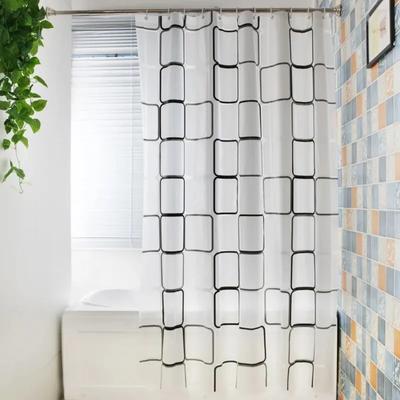 Bathroom Shower Curtains with Hooks Waterproof and Mildew Proof Durable Bathroom Screens PE EVA Self-crop Fabric Shower Curtains