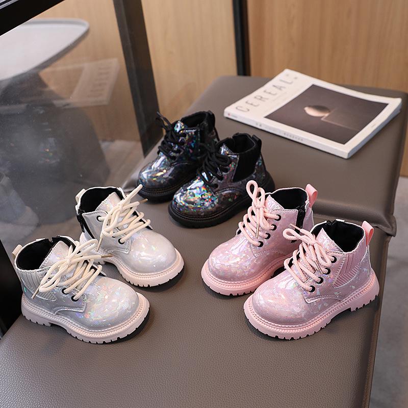 Kids' Soft Sole Martin Boots: 2024 Waterproof Leather, Autumn/Winter Trend, Unisex Mirror Finish Short Boots