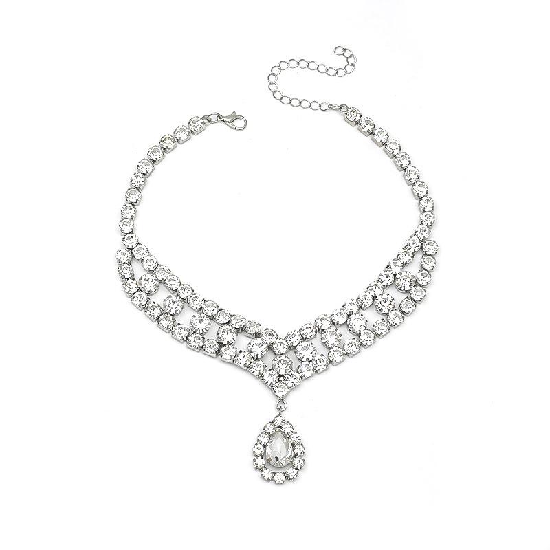 

2023 Социальный банкетный стиль Кристальное многослойное ожерелье-чокер - Японско-корейский свадебный тренд