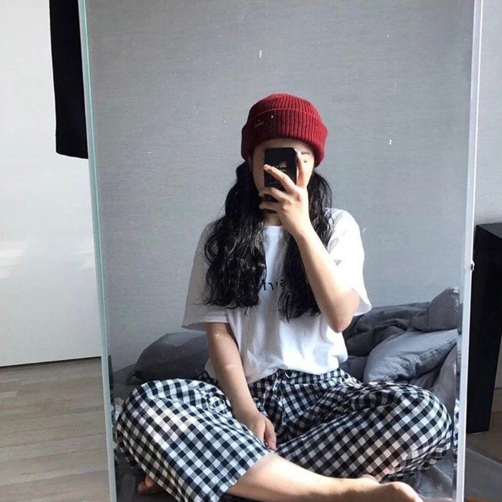 Kurze Skullcap Koreanischer Stil Melonenmütze Retro Strickmützen Herbst und Winter