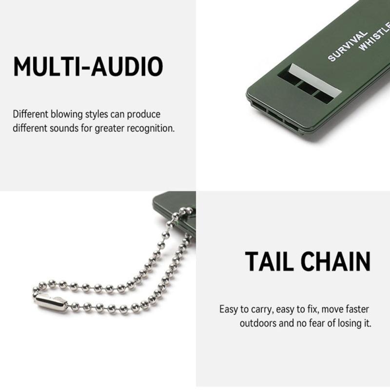 Portable Outdoor Survival Whistle Multiple Audio Whistle With Hanging Chain Emergency Camping Hiking