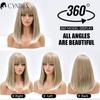 Blonde Ombre Long Straight Gold Synthetic Wig With Bangs For Black White Women Heat Resistant Fiber Daily Hair Cosplay Wigs