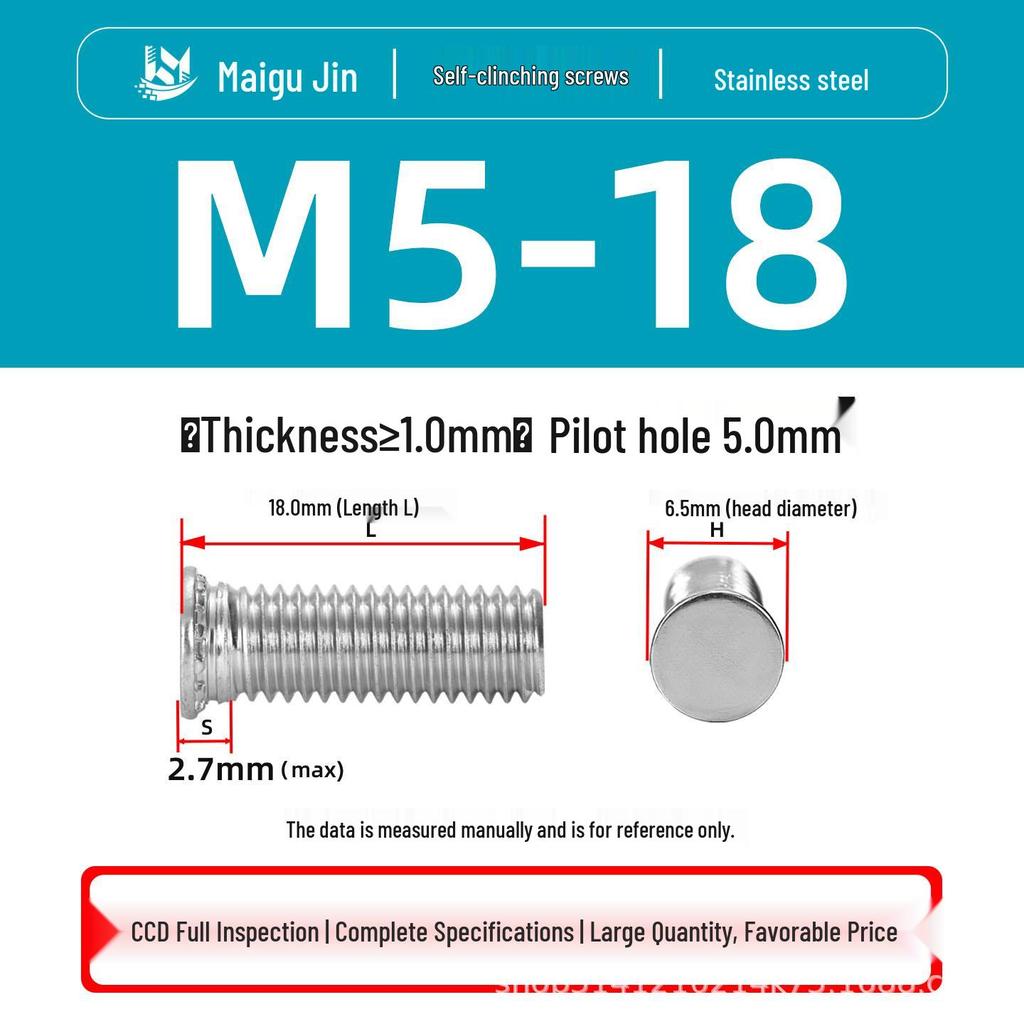 304 Stainless Steel Pressure Plate Cylindrical Head Rivet Screw (FHS-M2 M2.5 M3 M4 M5 M6 M8 M10)