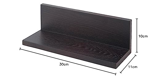 Doshisha Wall Shelf, L-shaped, 30cm wide. Easy to install with pins, suitable for rental properties. Made of natural wood. Wall-mounted decorative she