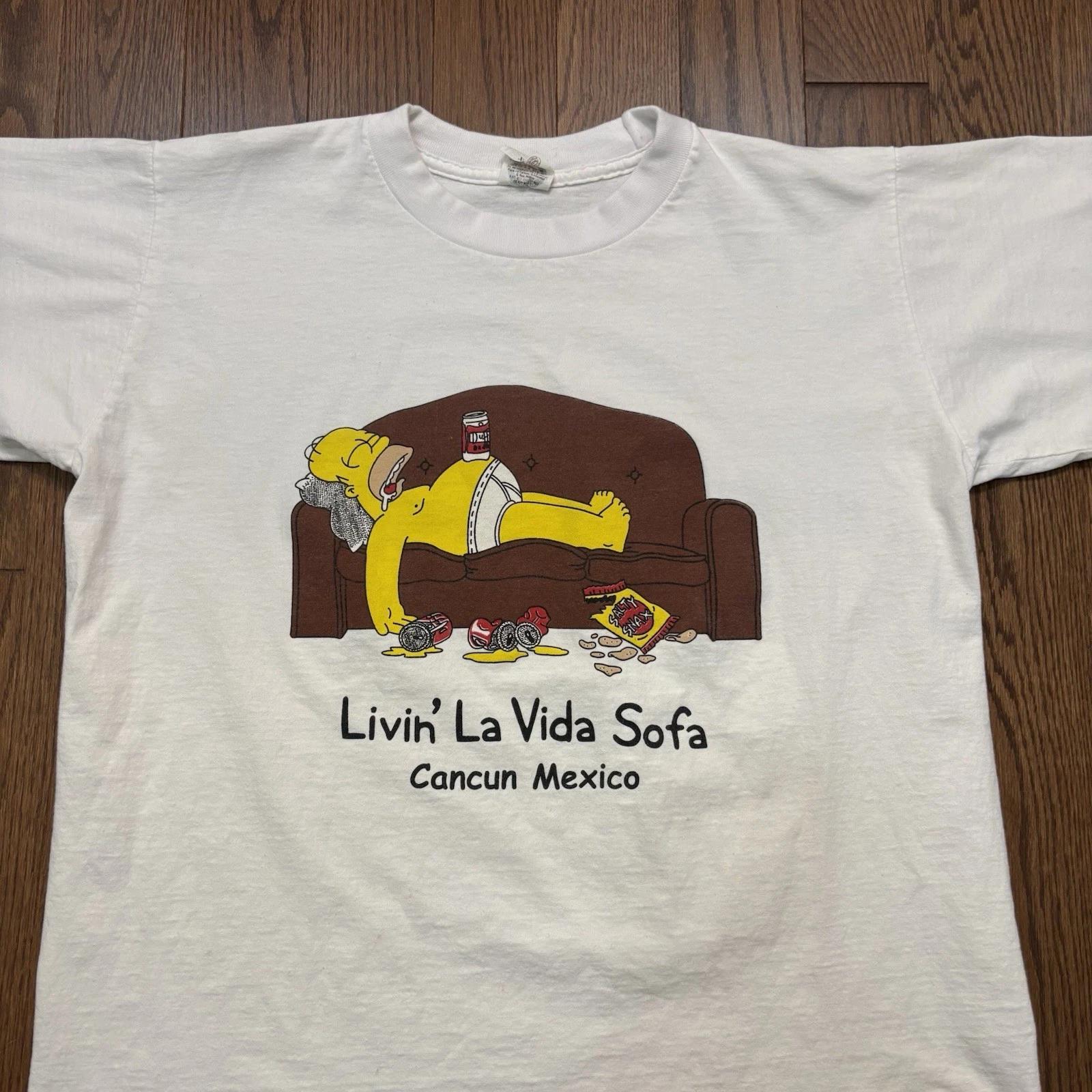 

Vintage Simpsons T Shirt Homer ‘living La Vida Sofa’ Funny Cartoon 90s Tee XL XL