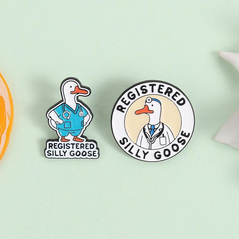 Registered Silly Goose Enamel Pins Humor Animal Doctor Nurse Veterinarian Medical Brooches Lapel Badge Jewelry Gifts for Friends