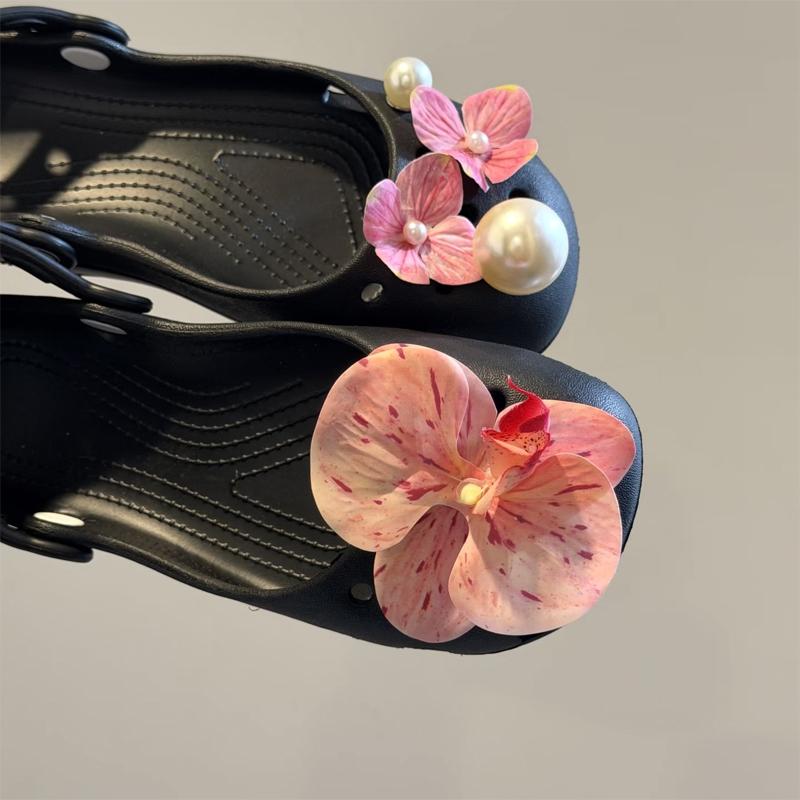 Ballettschuhe Schuhanhänger Set Damen Anhänger Packung Niedliche Blume Schuhdekorationen DIY Perlen Schuhzubehör 1Set