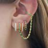 Fashion Stainless Steel Cubic Zircon Heart Dangle Earrings for Women Geometric Circle U-shaped Earrings Ear Piercing Jewelry