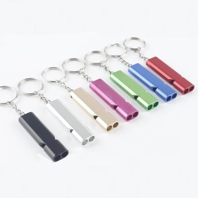 Dual-Tube Flat Aluminum Alloy Dual-Frequency Whistle, Outdoor Survival Emergency Whistle, EDC Tool for Camping Hiking Adventure