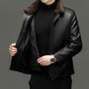 Men's Down Leather Jacket Men's Winter Jacket Genuine Leather Plus Velvet Thickened Removable Liner Fashionable Warm Dad Clothes