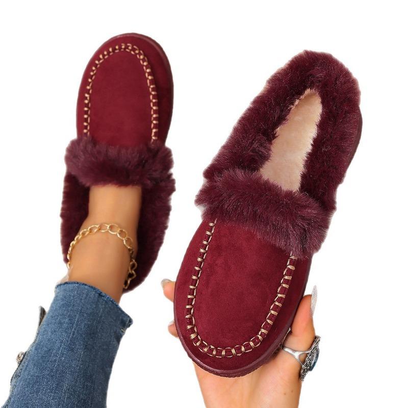 Large size flat-soled cotton shoes, new winter suede rough edge warm cotton shoes