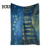Pre-treated Blanket Oil Painting Nap Blanket, Soft Warmth Double-Sided Flannel, Digital Cozy Warm Flannel Print Shrink-Resistant Machine