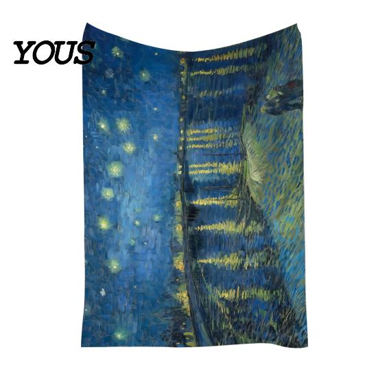 Pre-treated Blanket Oil Painting Nap Blanket, Soft Warmth Double-Sided Flannel, Digital Cozy Warm Flannel Print Shrink-Resistant Machine