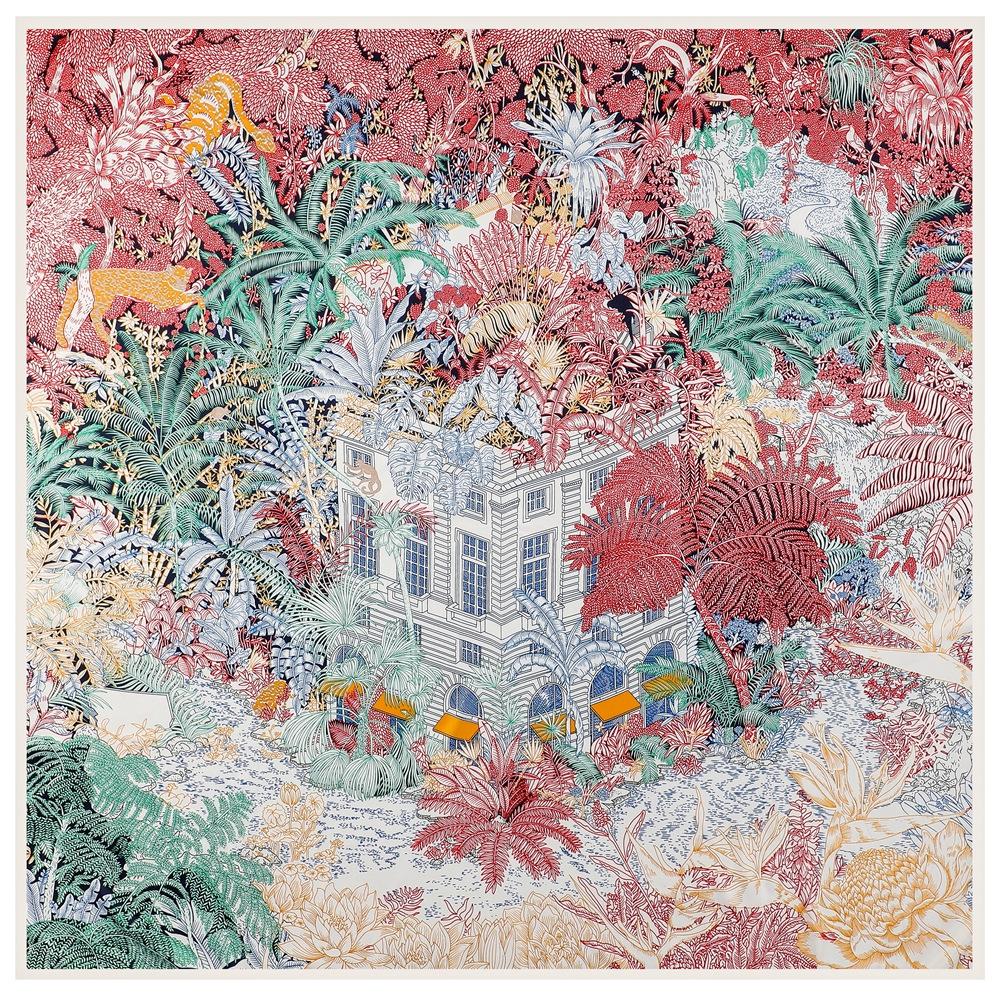 

Silk Scarf Women Large Shawls Secret Garden Print Stoles Square Bandana Luxury Kerchief Hijab Scarf Female Foulards 130CM 130X130CM