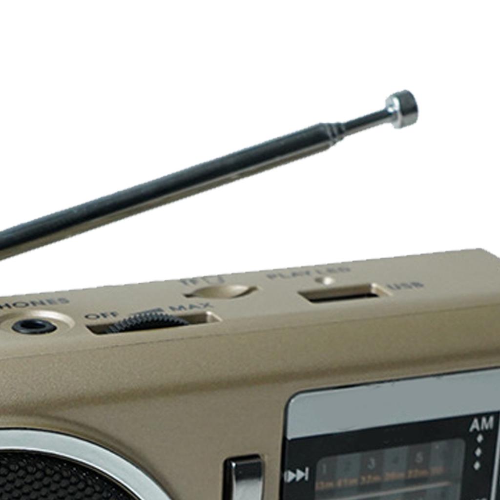 Portable FM Radio Multi Band USB Card Slot Rechargeable Vintage Retro Radio for Elderly Gold