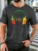 Unisex One Love Headphone Music Wave Retro Graphic Cotton Short Sleeve Tee Crew Neck Soft Male Summer Casual Breathable Street Top