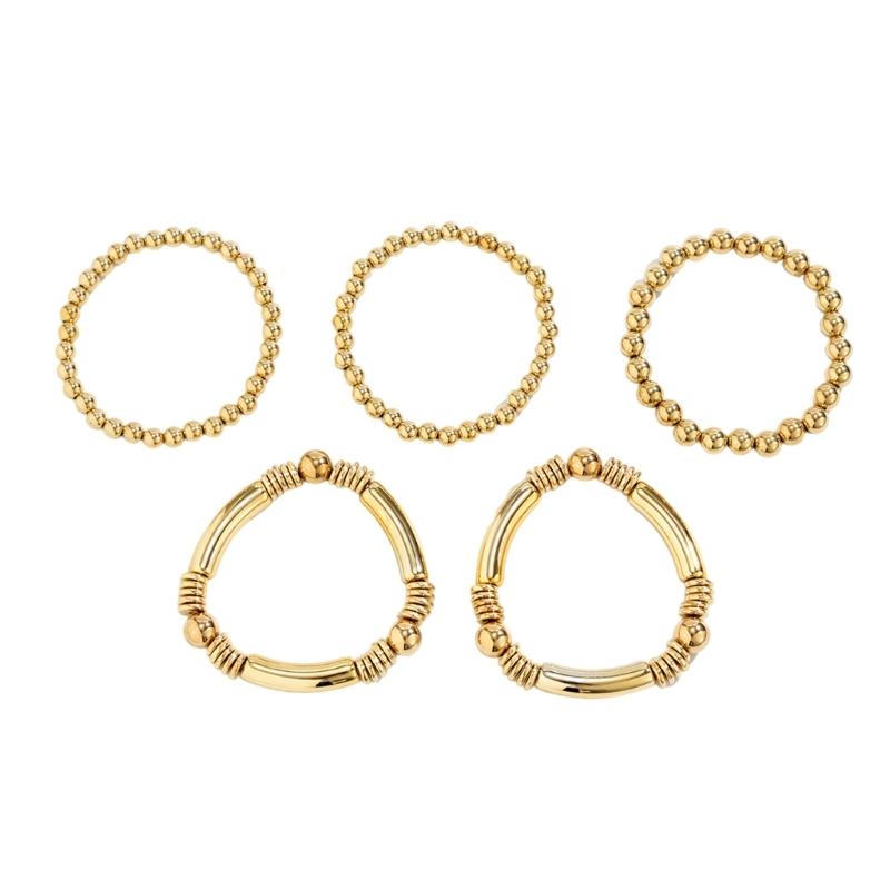 Pack of 5 Handmade Metal Beaded Bracelet Set Stackable Beaded Hand Chain Elegant Jewelry Gift For Any Occasion