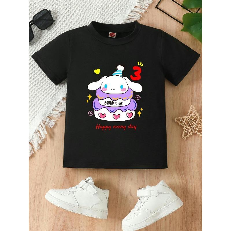 

European sizes Birthday Girl T-Shirt | Adorable Puppy Design Top for Young Girls, Ideal Present for School, Travel, Celebrations & Special Events 98cm чёрный