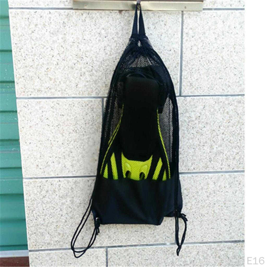 Mesh Drawstring Backpack Bag For Snorkel Scuba Diving Fins Goggles Mask 29"x13"