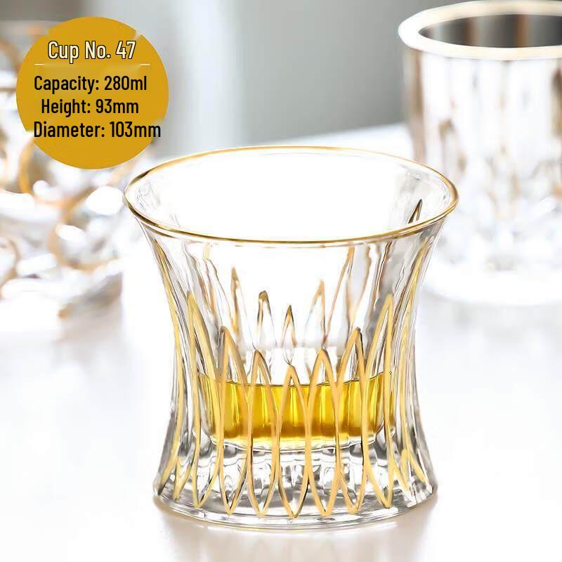 Luxury Gold-Painted Crystal Whiskey Glass