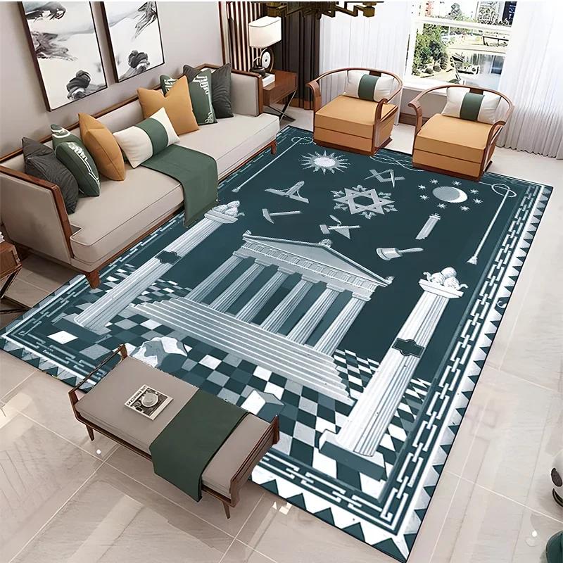 Masonic Illuminati Carpet Living Room Bedroom Sofa Coffee Yoga Rugs Kitchen Door Un-Slip Mats Alfombra Birthday Gift Poster Mat