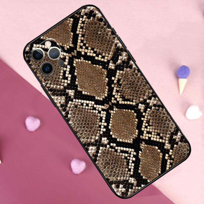 Snake Skin Phone Case For iPhone 17 Pro Max 11 14 15 16 Pro Max Plus 12 13 Mini 16e 17 Air Back Cover
