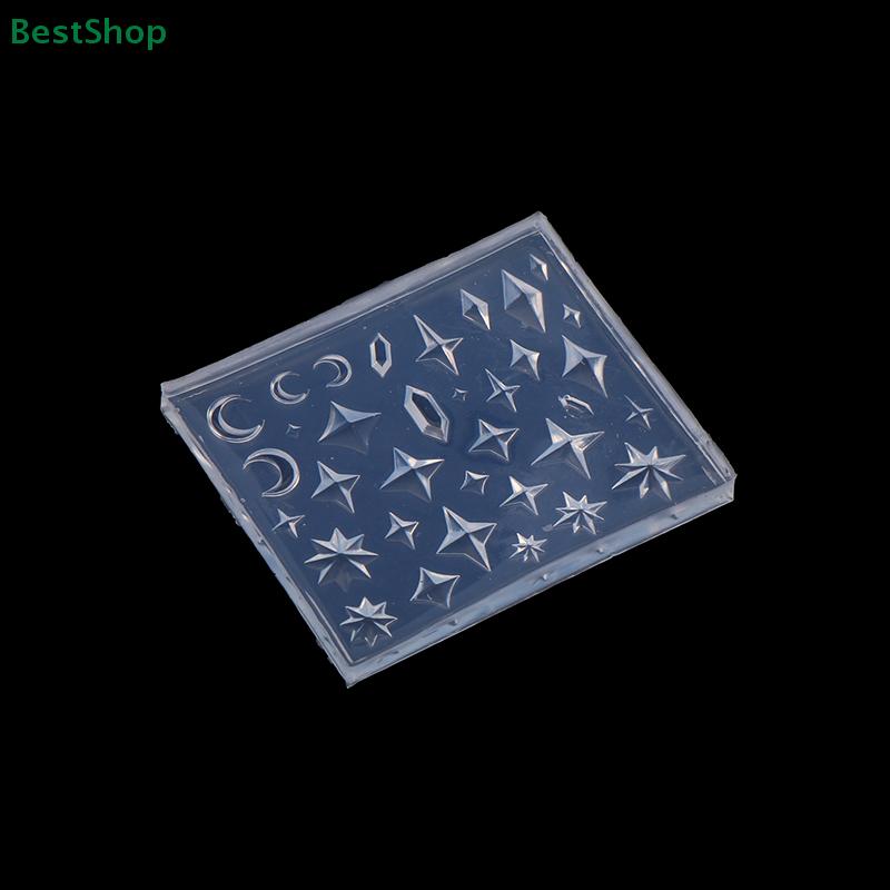 3D Relief Pottery Clay Rhombus Diamond Shape Silicone Mold Star Moon Earring DIY Nail Art Decor Transparent Manicure Template