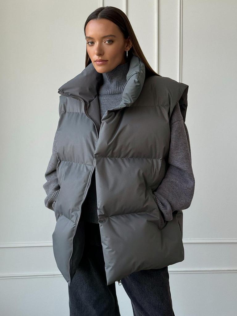 Women Autumn Winter Vests Stand Collar Loose Warm Vest Cotton-padded Coat Casual Women's Jackets Outerwears