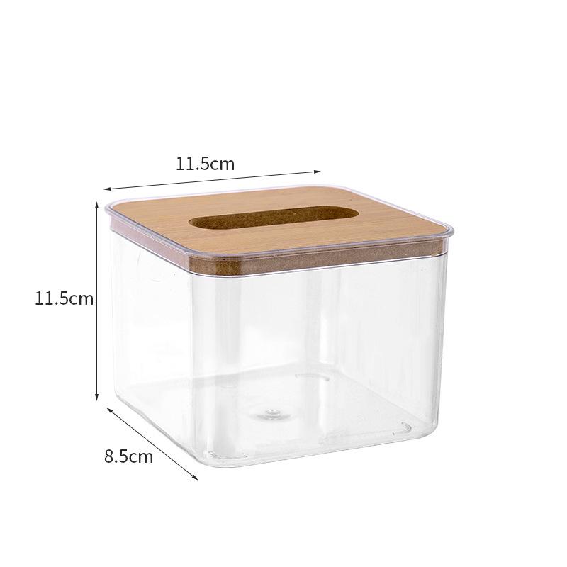 Tissue Clear Box Napkin Household Transparent Rectangular Wooden Modern Desktop Creative Transparent Table Tissue Box Holder