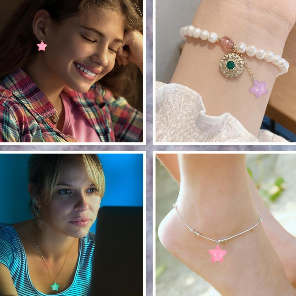 8/16/24pcs Resin Material Luminous Star Pendant Luminous Bead Jewelry DIY Summer Beach Ankle Bracelet Earrings