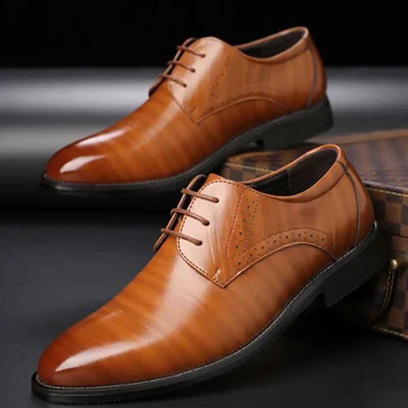 Klasické Pánske Spoločenské Topánky Špicatá Špička Mäkká Podrážka Business Casual Pánske Formálne Topánky Pánske Kancelárske Mokasíny Svadobná Párty Oxfordy Topánky