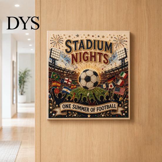 DIY Pearl Painting Football Stadium Kit, Soccer Ball Art Craft Kit for All Skill Levels Nights 3D Beginners Fans Gift Relaxing Activity